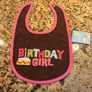 Carter’s Birthday Girl Appliqué Bib with Pink Trim